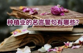 种植业的名言警句有哪些？