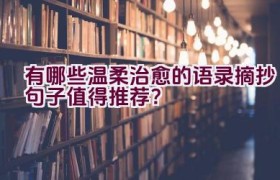 有哪些温柔治愈的语录摘抄句子值得推荐？