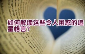 “如何解读这些令人困惑的追星格言？”