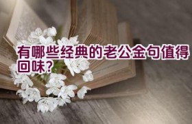 “有哪些经典的老公金句值得回味？”