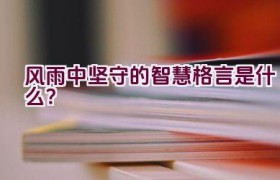 风雨中坚守的智慧格言是什么？