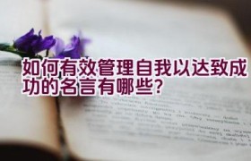 如何有效管理自我以达致成功的名言有哪些？