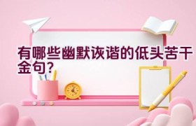 有哪些幽默诙谐的低头苦干金句？