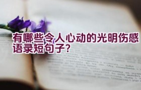 有哪些令人心动的光明伤感语录短句子？