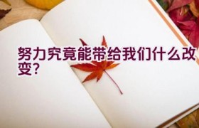 努力究竟能带给我们什么改变？