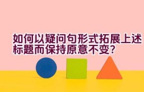 如何以疑问句形式拓展上述标题而保持原意不变？