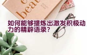 如何能够提炼出激发积极动力的精辟语录？