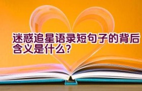 迷惑追星语录短句子的背后含义是什么？