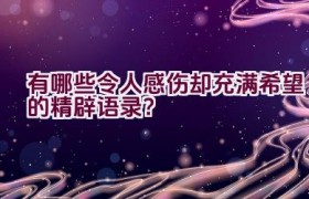 “有哪些令人感伤却充满希望的精辟语录？”