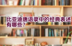 比亚迪唐语录中的经典表述有哪些？