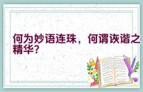 “何为妙语连珠，何谓诙谐之精华？”