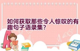 如何获取那些令人惊叹的有趣句子语录集？
