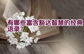 有哪些富含豁达智慧的经典语录？