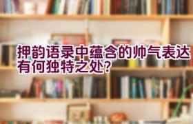 押韵语录中蕴含的帅气表达有何独特之处？