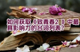 如何获取《致青春2》中最具影响力的台词列表？