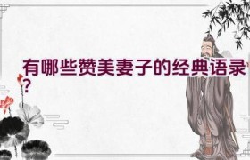 有哪些赞美妻子的经典语录？