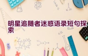 明星追随者迷惑语录短句探索
