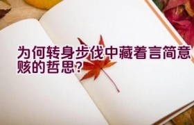 为何转身步伐中藏着言简意赅的哲思？