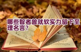 哪些智者曾就软实力留下至理名言？