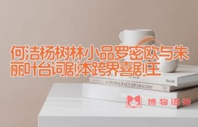 何洁杨树林小品罗密欧与朱丽叶台词剧本 跨界喜剧王