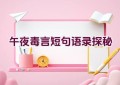 午夜毒言短句语录探秘