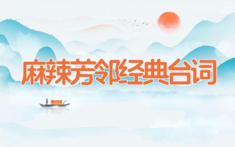 麻辣芳邻经典台词