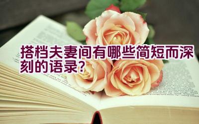 搭档夫妻间有哪些简短而深刻的语录？插图