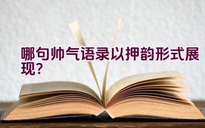 哪句帅气语录以押韵形式展现？插图