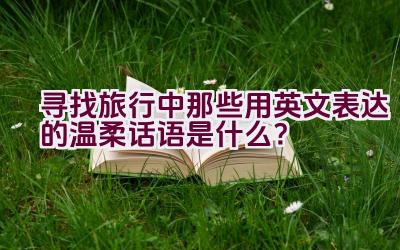 寻找旅行中那些用英文表达的温柔话语是什么？插图