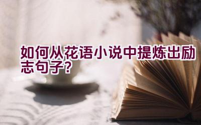 如何从花语小说中提炼出励志句子？插图