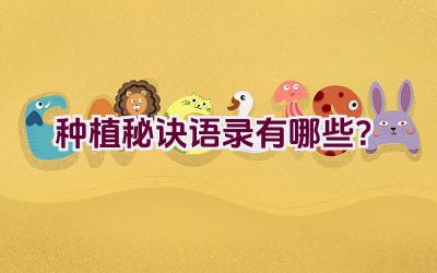 种植秘诀语录有哪些？插图