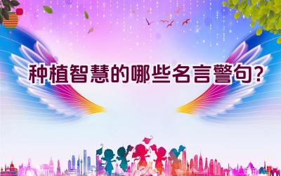 “种植智慧的哪些名言警句？”插图