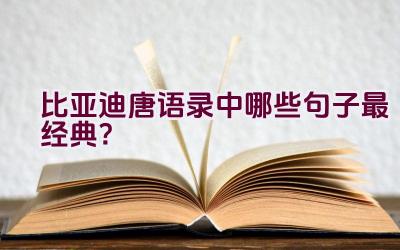 比亚迪唐语录中哪些句子最经典？插图